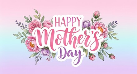 Fototapeta premium Happy Mother's Day floral greeting