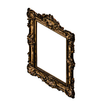 ornate style photo frame on transparent background