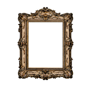ornate style photo frame on transparent background