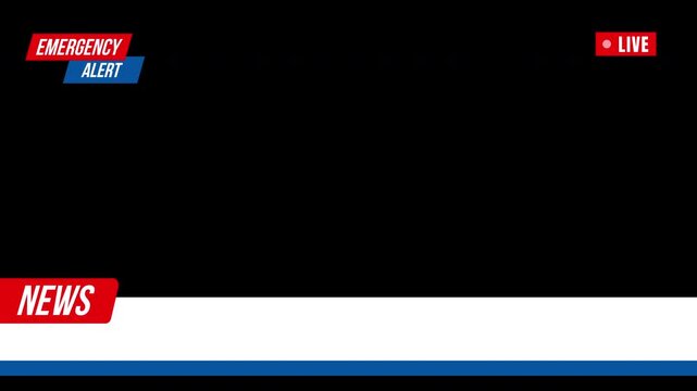 animated emergency alert lower third on transparent background