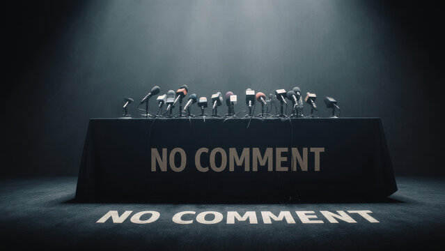 Stage with no comment text representing silence avoidance of accountability and restricted transparency in political communication systems