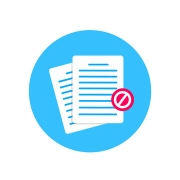 Prohibited Documents Icon, No Files Allowed Symbol