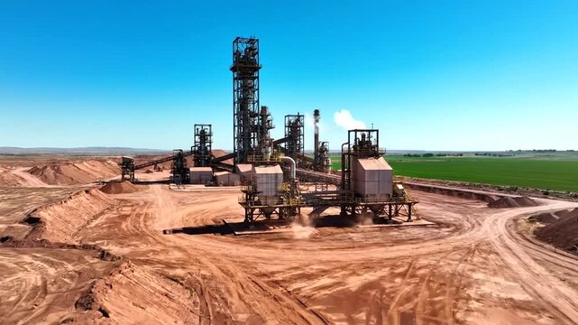 Mining operation in rural landscape.