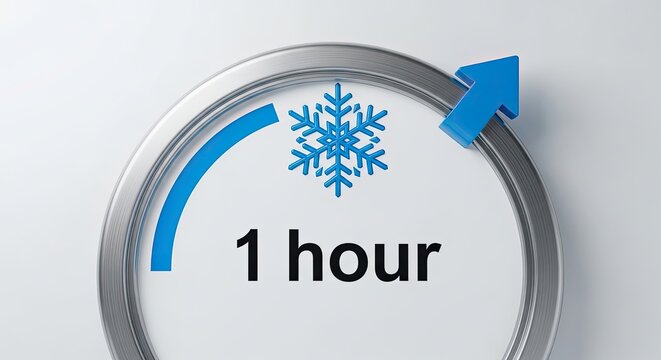 Air conditioner cooling process one hour of operation with snowflake symbol