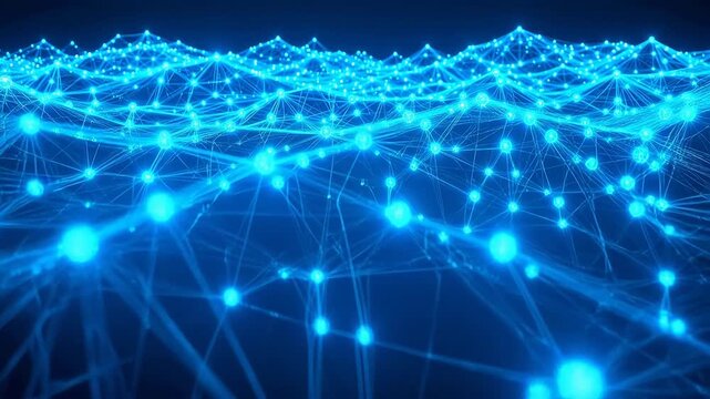 Advanced Blue glowing network connections for Digital Transformation and Cyber Infrastructure