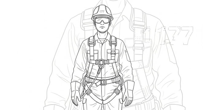 Firefighter in full gear standing ready for action in emergency.