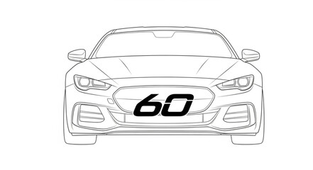 Obraz premium Front View of a Car with the Number 60 on its Grille.