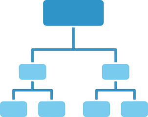 Fototapeta premium Flat Blue Corporate Organizational Chart Icon Infographic Element