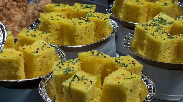 Gujarati snack dhokla with mustard seeds