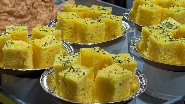 Gujarati snack dhokla with mustard seeds