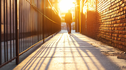 Fototapeta premium Urban Alley Sunlight Stroll