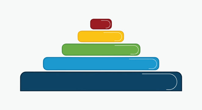Flat Design Infographic Colorful Five Level Pyramid Chart Illustration