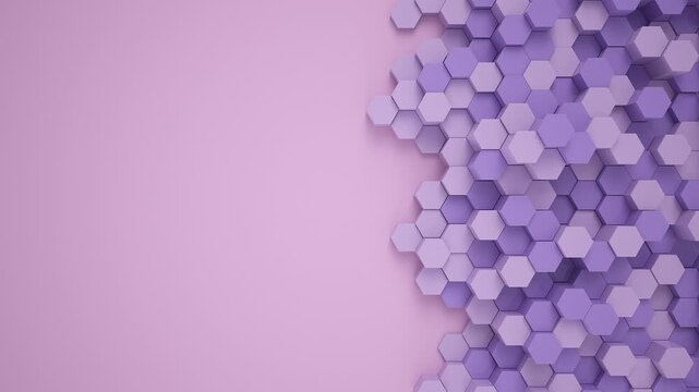 Video animation of purple color hexagons - abstract background - wallpaper - seamless loop.