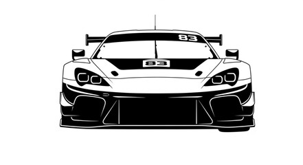 Obraz premium Front View Silhouette of a Modern Sports Car.