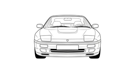 Obraz premium Front View Sketch of a Classic Sports Car.
