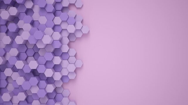 Video animation of purple color hexagons - abstract background - wallpaper - seamless loop.