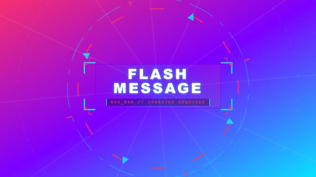 Flash message system error graphic element on holographic HUD interface