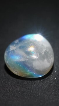 Glimmering Moonstone Surface Shimmering with Blue-White Adularescence