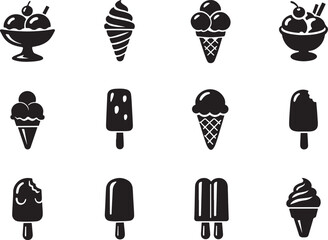 Modern dessert icon pack, ice cream symbols for food menu and cafe projects © MdAbulHossen