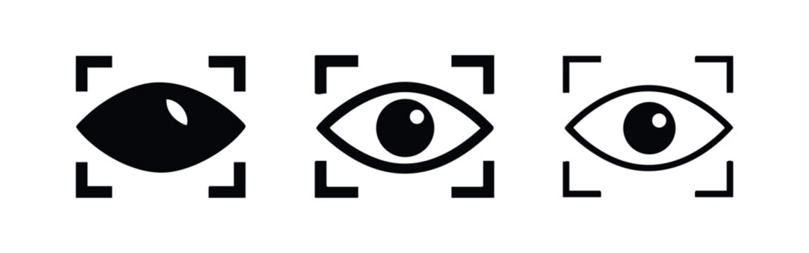 Eye Focus and Facial Recognition Technology Vector Icon Set