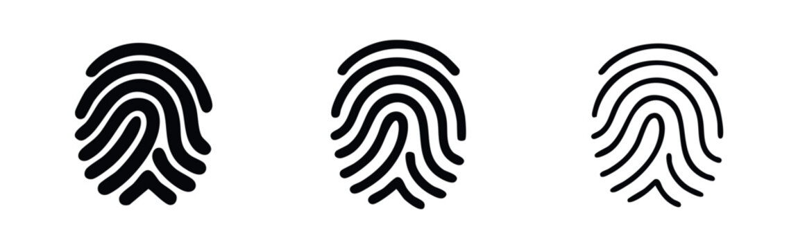 Biometric Fingerprint Scan Vector Icon Set for Identity and Security