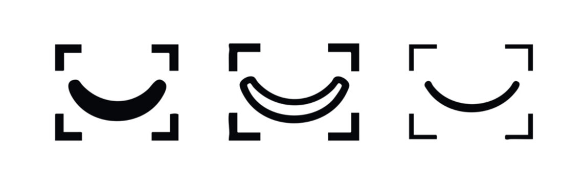 Smile Detection and Face Recognition Software Vector Icon Set