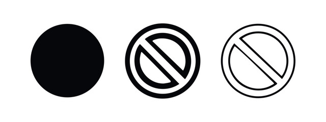 Fototapeta premium Ban and Prohibition Icon Set in Three Styles including Solid and Outline