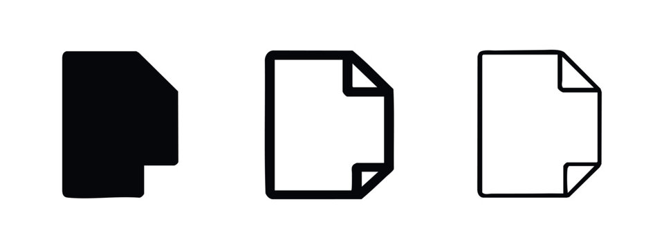 Multi Page Document Icon Set - File with Folded Corners Graphic Variations