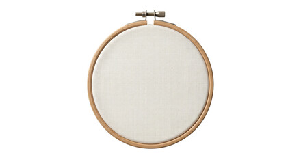 Blank white fabric stretched in round wooden embroidery hoop © shuphanida