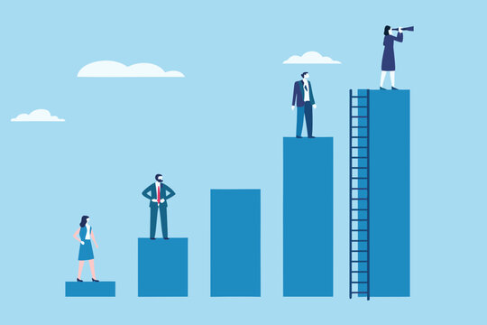 People ascending varying height levels representing career growth and opportunity