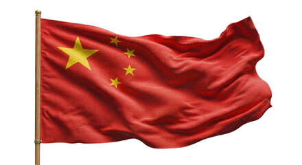 Waving national flag of China on wooden flagpole © shuphanida