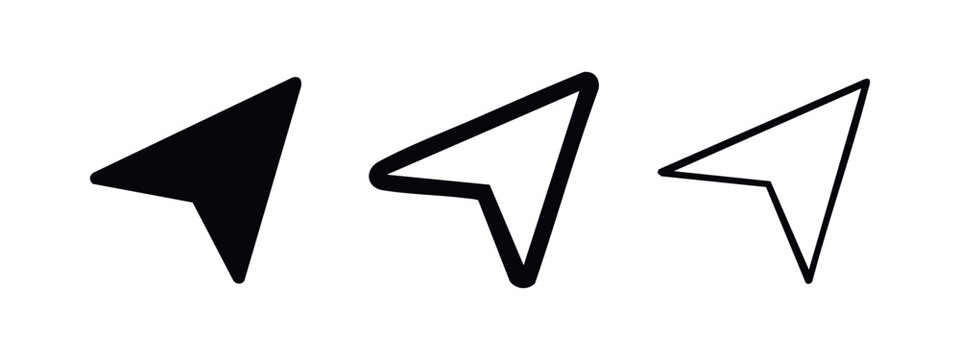 Navigation arrow icon set. Map pointer and location direction symbol vector illustration.