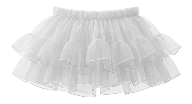 White ruffled tulle tutu skirt with layered volume
