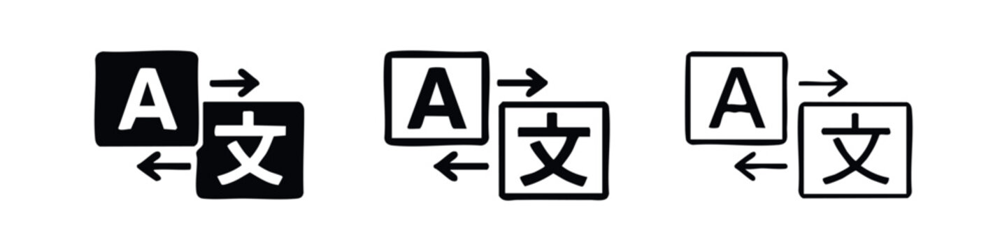 Translation icon set: English to Chinese language exchange