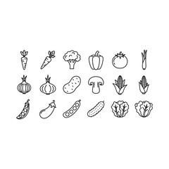 Fototapeta premium Vegetable line icons set for food and cooking design with vegetable, ingredient