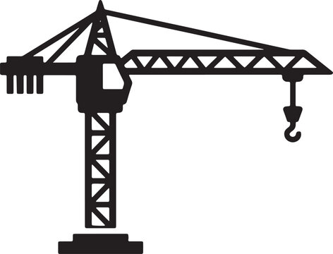 Construction crane icon on transparent background, vector illustration.