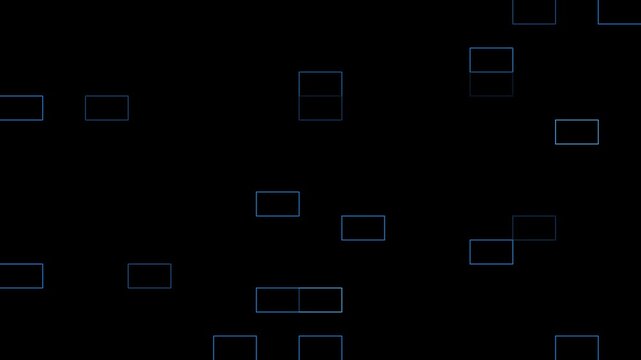 Cybernetic Matrix: A digital expanse showcases a mesmerizing array of glowing blue rectangles, evoking the intricate architecture of data and interconnectedness in a dark, boundless digital realm.