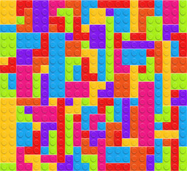 Realistic multicolor plastik constructor background. Play and build concept. Vector illustration © boxerx