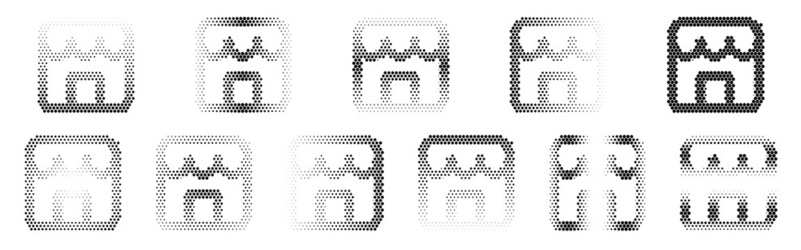 Set of various house icons in different styles and shades