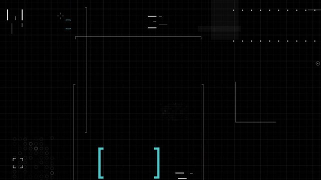 4K UHD futuristic HUD overlay animation with minimal interface elements, dots, and geometric frames. Clean sci-fi UI for live streaming