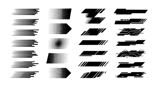 Futuristic Glitch Tech Design Elements Pack