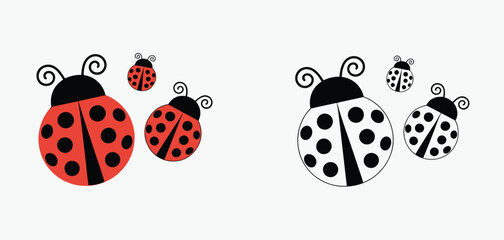 Fly flying ladybug vector illustration featuring a dotted polka dot pattern, representing a spring theme with a cute insect in motion, designed in a clean and natural vector style suitable for nature  © WelcomeJune