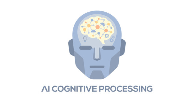 Artificial Intelligence Cognitive Processing Conceptual Graphic Illustration. EPS Editable. Vector Illustrations.