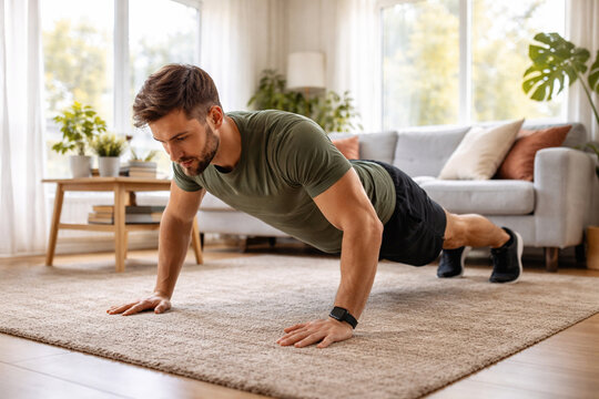 Man Doing Push Ups At Home