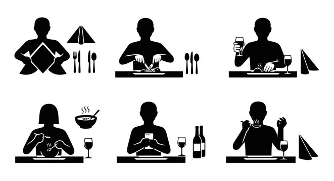 Etiquette Icons: Dining, Drinking, and Phone Use at the Table