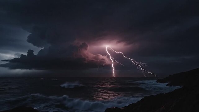 Stormy Sea Lightning Strikes.