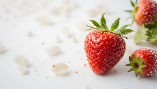 Whole and Half White Strawberry Pineberry with Leaf Isolated on White Background, Healthy Food Collection, Fresh Organic Fruit