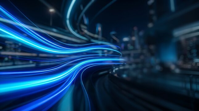 Abstract digital light trails representing high speed data transmission