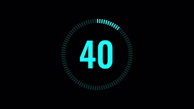 Blue Circular Countdown Timer Animation 45 Seconds Full Round Progress Ring Filling Complete on Transparent Alpha Channel Background Smooth Motion 4K Video