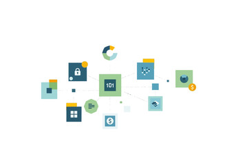 Fototapeta premium The infographic displays various icons and symbols in a colorful arrangement.